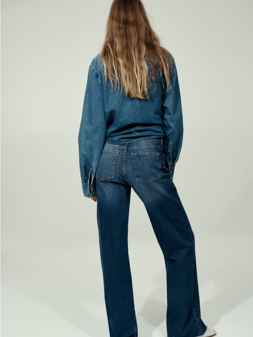 H&M Wide High Waist Jeans in Dark Denim Blue US 16 NWT